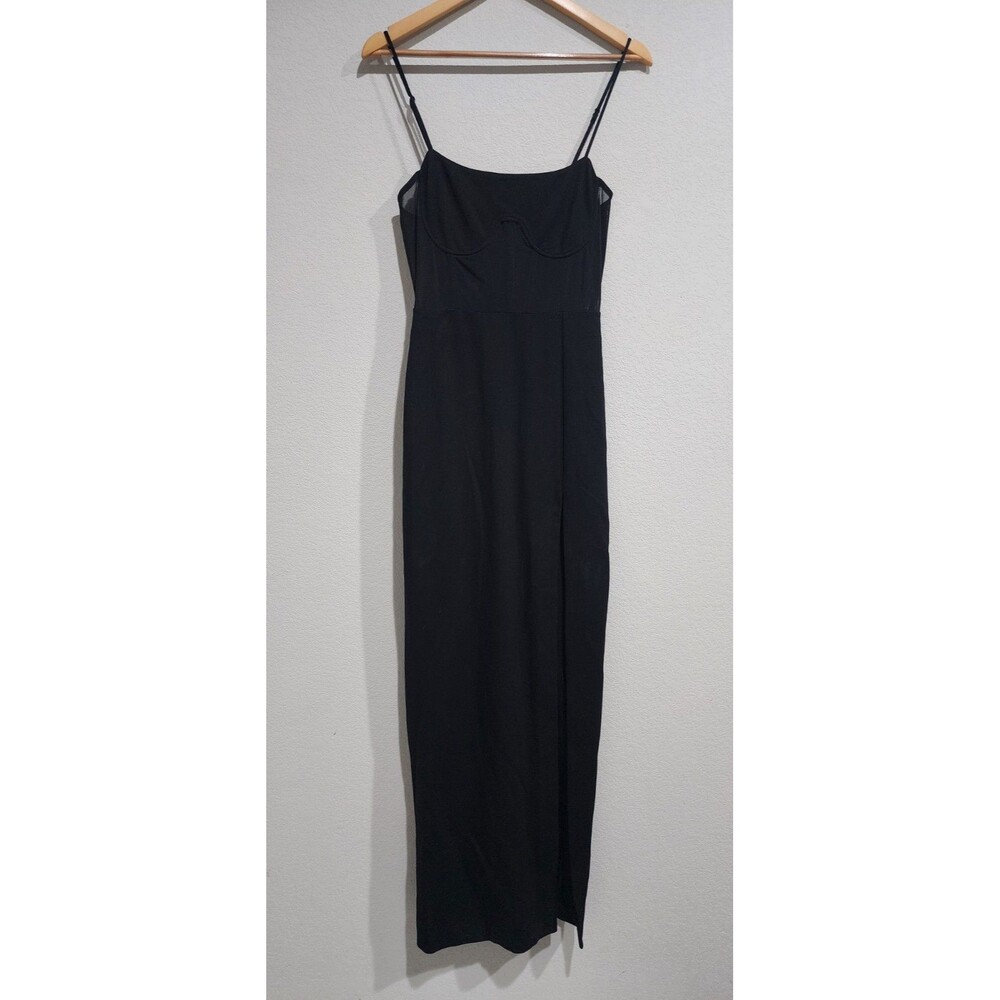 NBD Revolve Eileen High Slit Adjustable Spaghetti Strap Long Gown Black Womens M - Picture 4 of 16